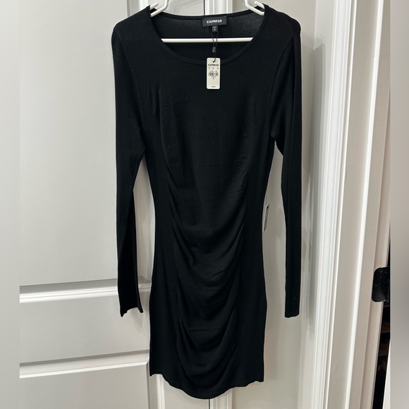 Express Black Long Sleeve Bodycon Dress - Picture 1 of 4